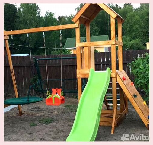 Детская деревянная площадка без окраса