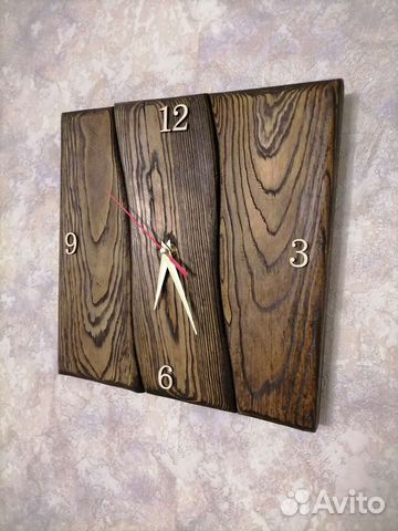 Часы из массива дерева ручной работы