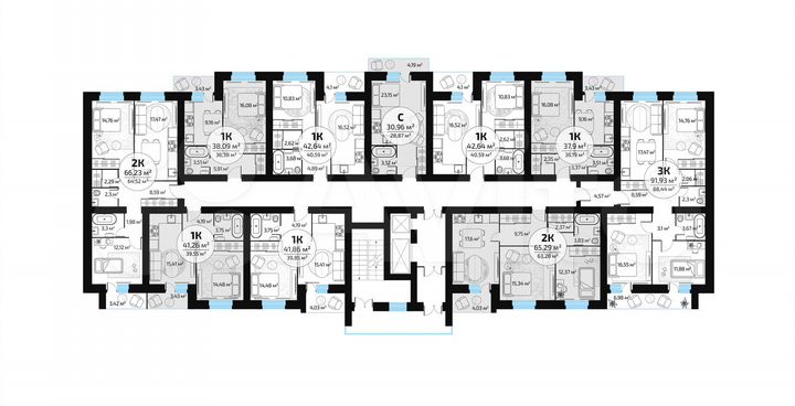 3-к. квартира, 88,4 м², 10/16 эт.