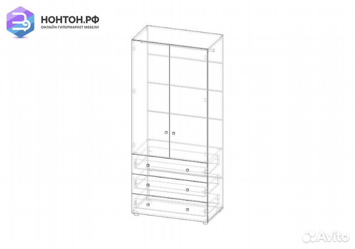 Шкаф 2-створчатый Мийа-3А ясень шимо светлый / беж