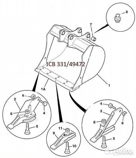 Нож ковша JCB 3CX 331/49472 800х230х20