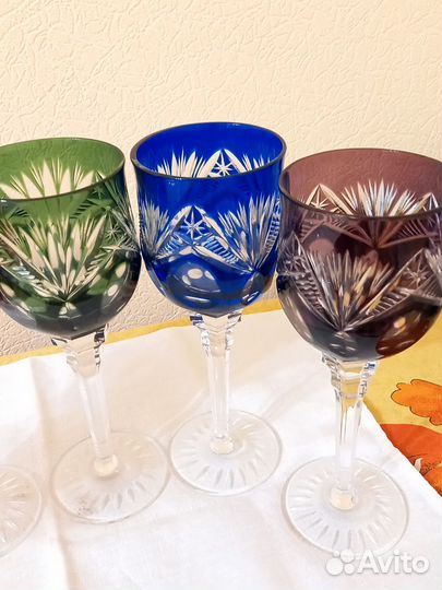Фужеры цветной хрусталь Богемия