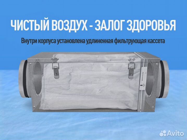 Канальный фильтр с кассетой M5 на 125 мм