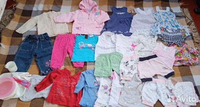 Посуда и одежда для девочек 74-80