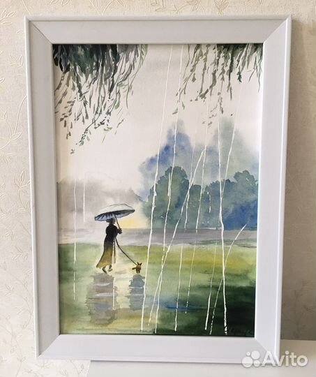 Картина акварелью «Летний дождь»