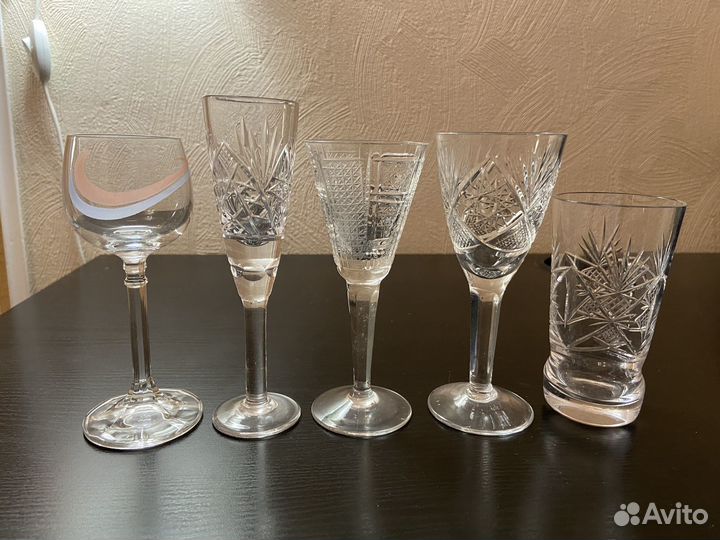 Хрусталь СССР Бокалы Фужеры Рюмки на ножке Стаканы