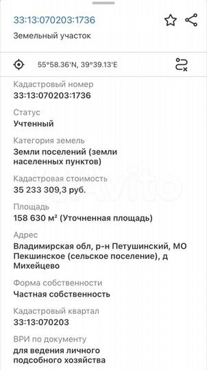 Участок 15,86 га (ИЖС)