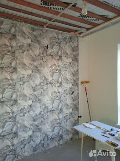 Шпаклевка стен, поклейка обоев