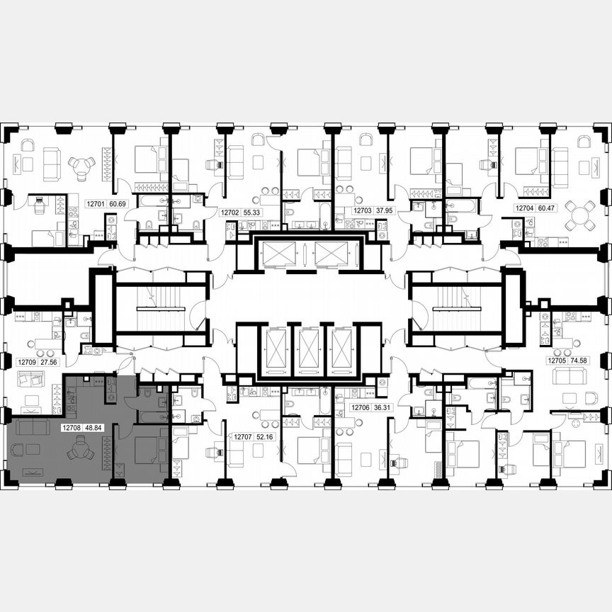 1-к. квартира, 48,8 м², 27/52 эт.