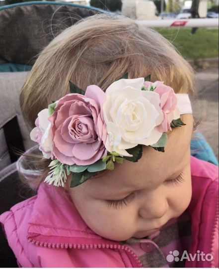 Повязка на голову детская с цветами