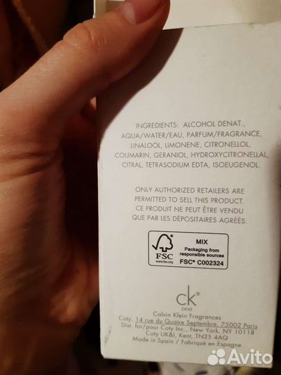 Туалетная вода Calvin Klein