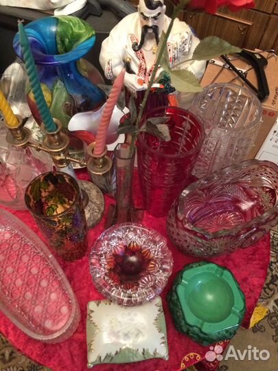 Ваза цветное стекло и хрусталь