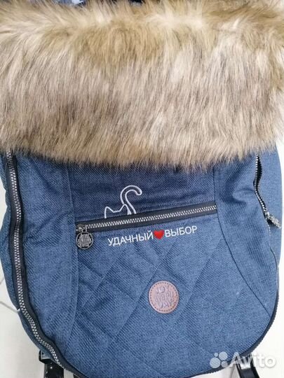 Новые санки-коляска Nika JOY (синий с котятами)