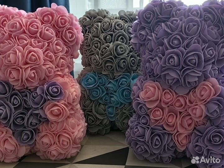 Мишка из роз новый