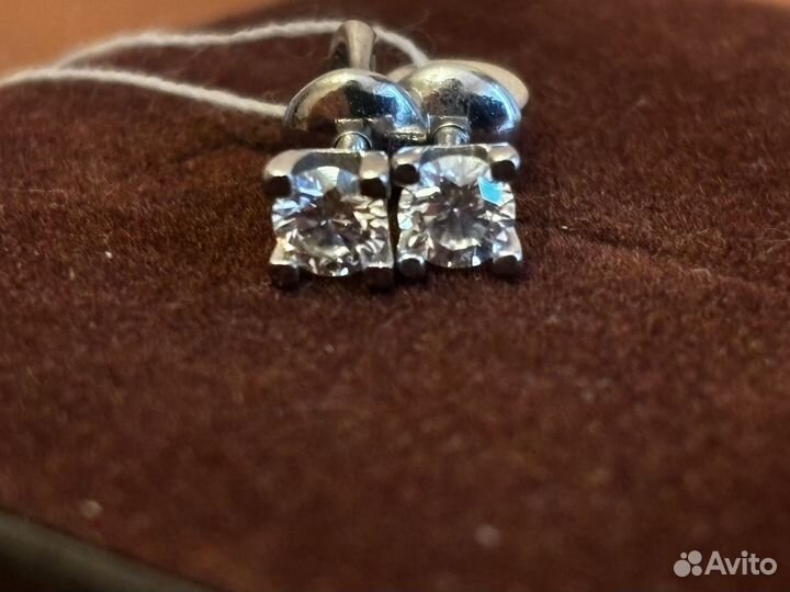 Золотые серьги с бриллиантами 0.35ct