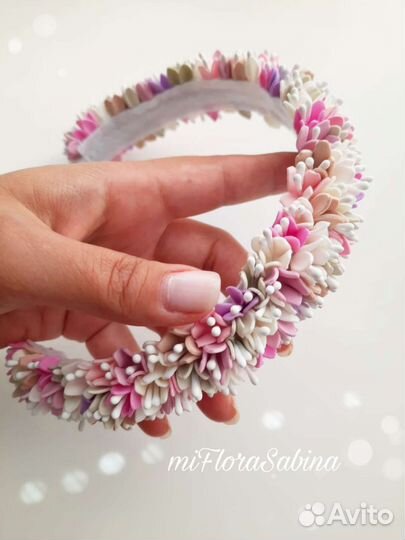 Ободок с цветами ручной работы