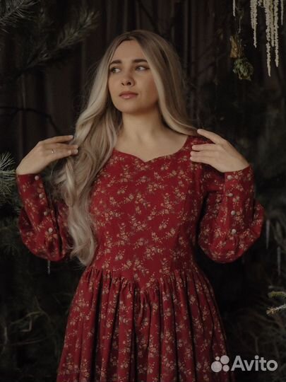 Платье в винтажном стиле из фланели