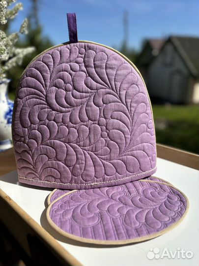 Кухонный набор: грелка на чайник + 2 подст. д/чаш