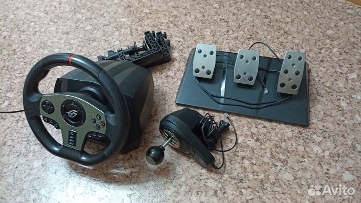 Игровой руль с 3 педалями и коробкой передач