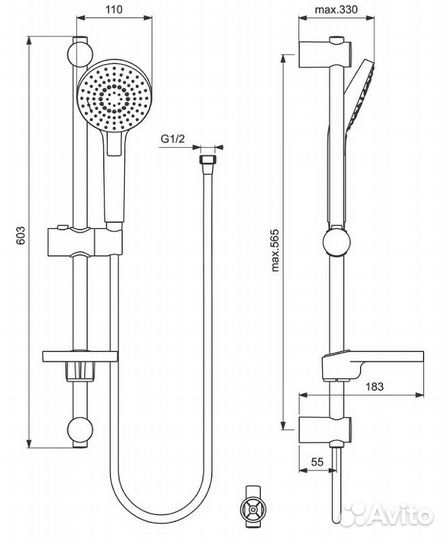 Душевой гарнитур Ideal Standard Evo L3 B2620AA Хр