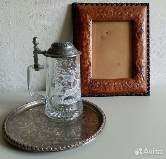 Кружка пивная поднос рама Винтаж Англия