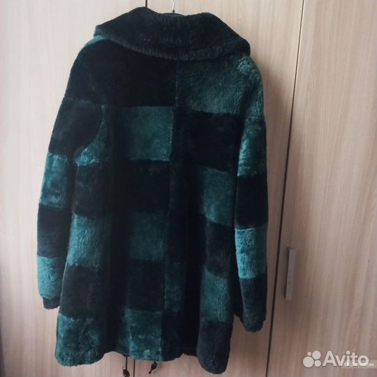 Шуба в стиле пэчворк, натуральный мутон 46 48