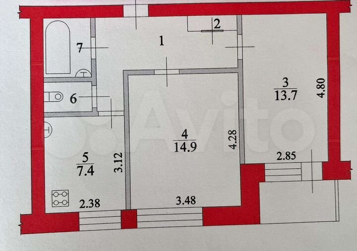 2-к. квартира, 47,9 м², 2/9 эт.