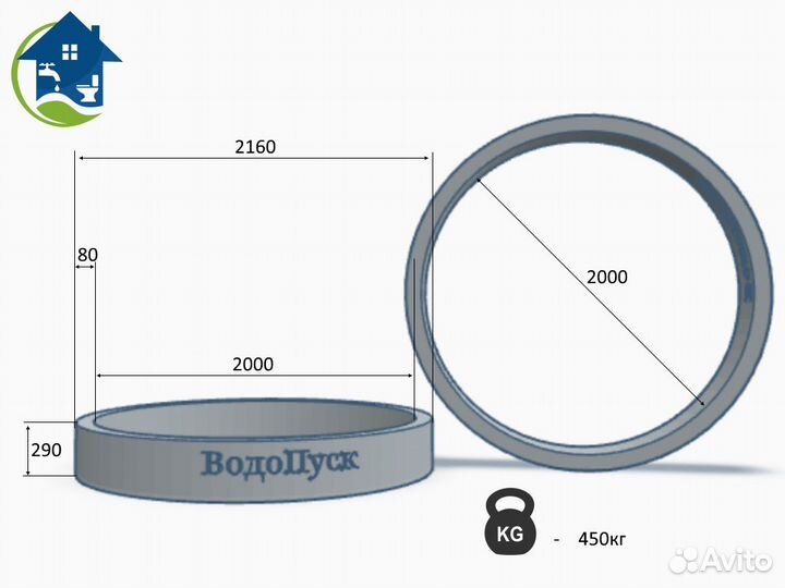 Жб кольцо сквозное кс 20-3 напрямую с завода гост