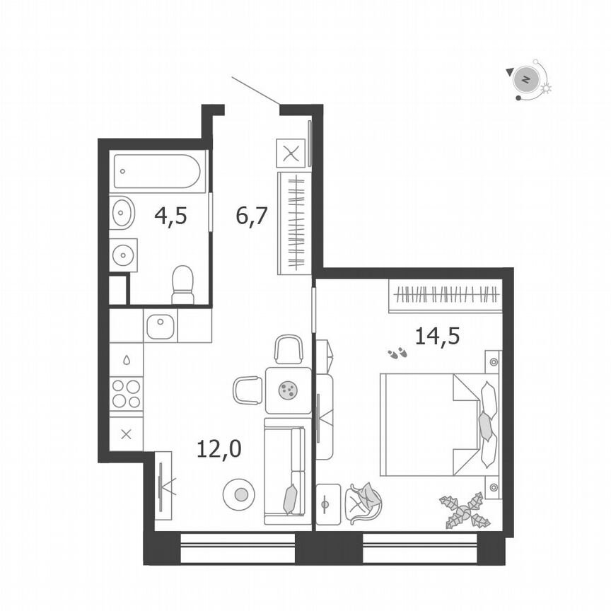 1-к. квартира, 37,7 м², 2/15 эт.