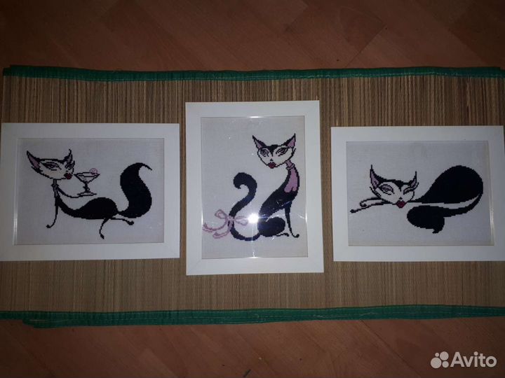 Картины вышитые крестиком - коты