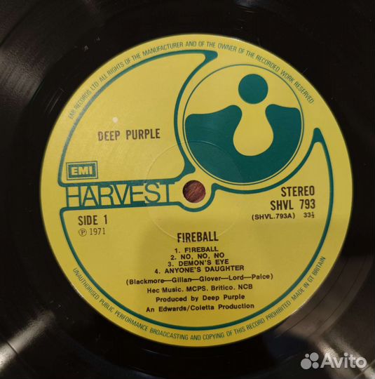 Deep Purple 1971 Fireball оригинал UK