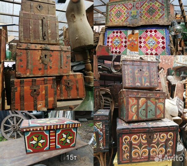 Сундук старинный расписной, ларец, шкатулка