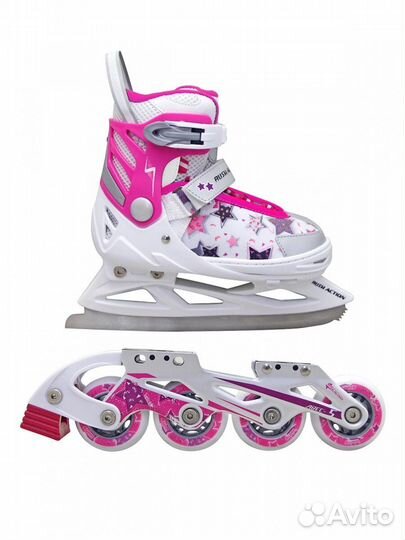 Раздвижные коньки-ролики 2 в 1 rush action 31-34 р