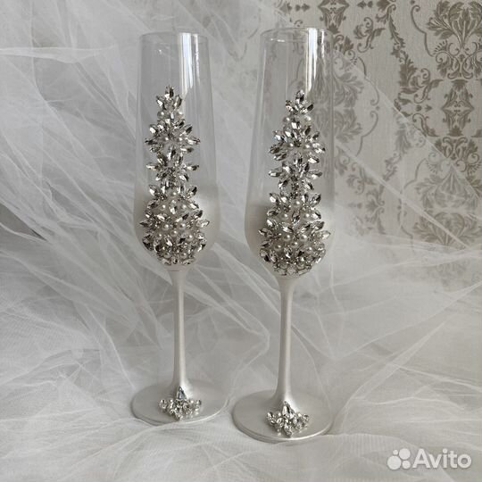 Свадебные бокалы ручной работы