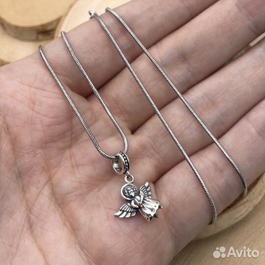 Серебряная подвеска на цепочке Ангел Хранитель