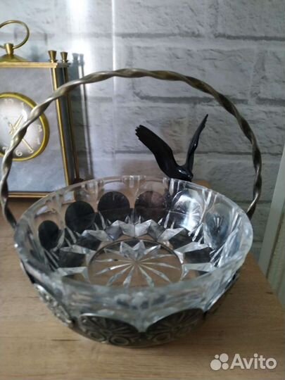 Конфетница на мельхиоровой подставки. СССР