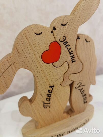 Семейный пазл, мишки из дерева, подарок