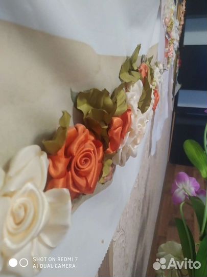 Вышитые картины атласная лента