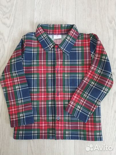 Рубашка в клетку утепленная 98 размер