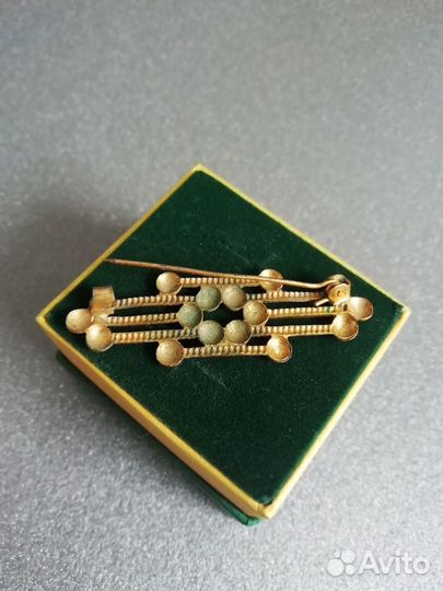 Брошь винтажная Фибула СССР Позолота Клеймо Штамп
