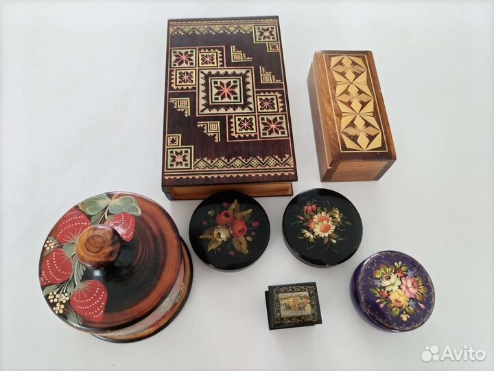 Лот шкатулок СССР Хохлома, Жостово