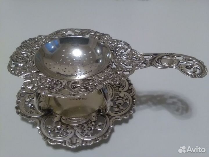 Серебряное ситечко и подставка под него, 830, Швец