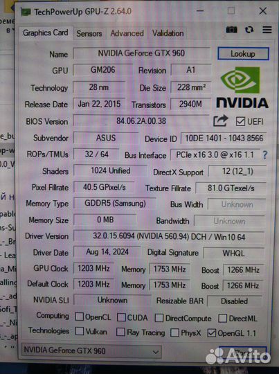 Видеокарта gtx 960 (Китай)