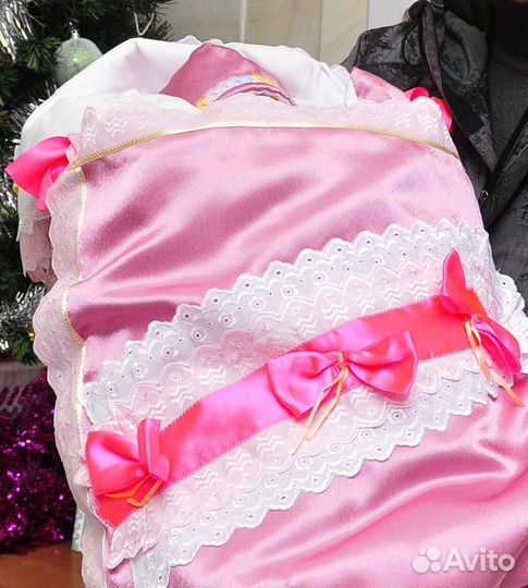 Зимний конверт на выписку для девочки