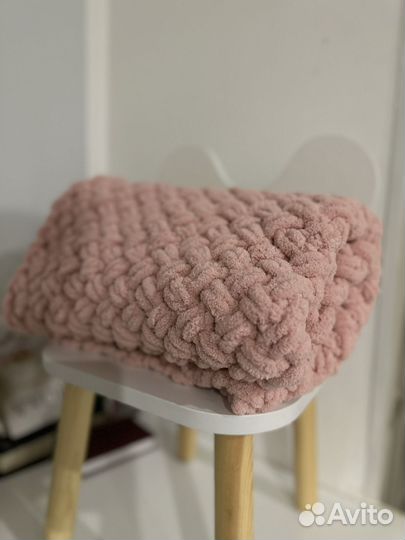 Плед плюшевый детский вязаный ручная работа