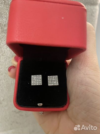 Серьги пуссеты серебро 925
