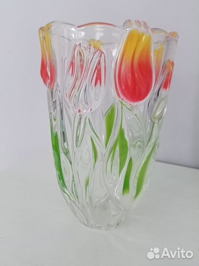 Ваза для цветов цветное стекло 20см