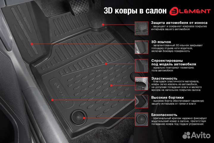 Коврики в салон VW Polo 02/2002-2009, 4 шт. (полиуретан) / Фольксваген Поло