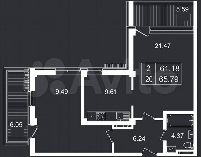 3-к. апартаменты, 65,8 м², 4/8 эт.