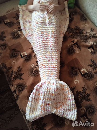 Эксклюзив. плюшевый плед-110-70, хвост русалки